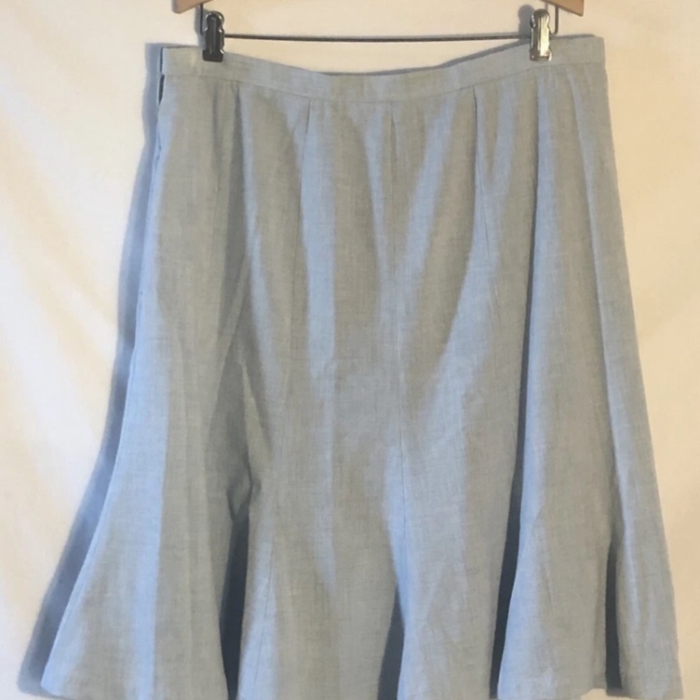 Vtg Focus 2000 Womens 16P Retro Light Blue Aline Midi Skirt Stretch Side Zip Y2K